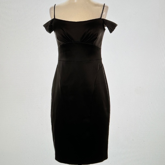 David Meister Cold Shoulder Cocktail Dress Black Sz14 - Picture 1 of 14